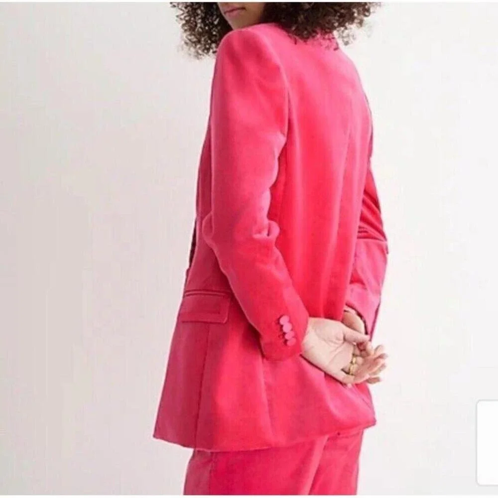 J. Crew Willa Blazer Suit Jacket Dragon Fruit Pink Size 2 Velvet EUC